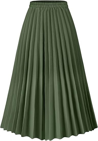 Womens Skirt Leopard Print Midi Long Shirring Pleated Skirts High Waisted A Line Skirts
