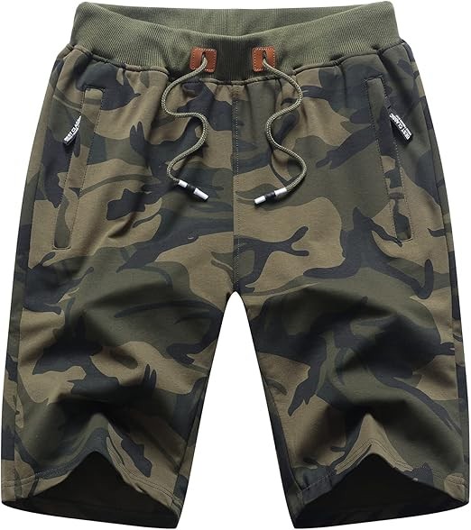 Mens Shorts Casual Drawstring Zipper Pockets Elastic Waist
