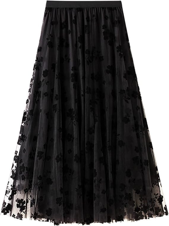 Women's A-Line Fairy Elastic Waist Polyester Spandex Midi Skirt